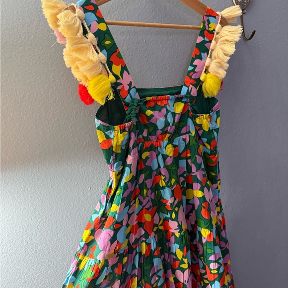 J. Crew Multicolor Floral Tiered Dress with Pom-Strap Detail - Picture 6 of 6